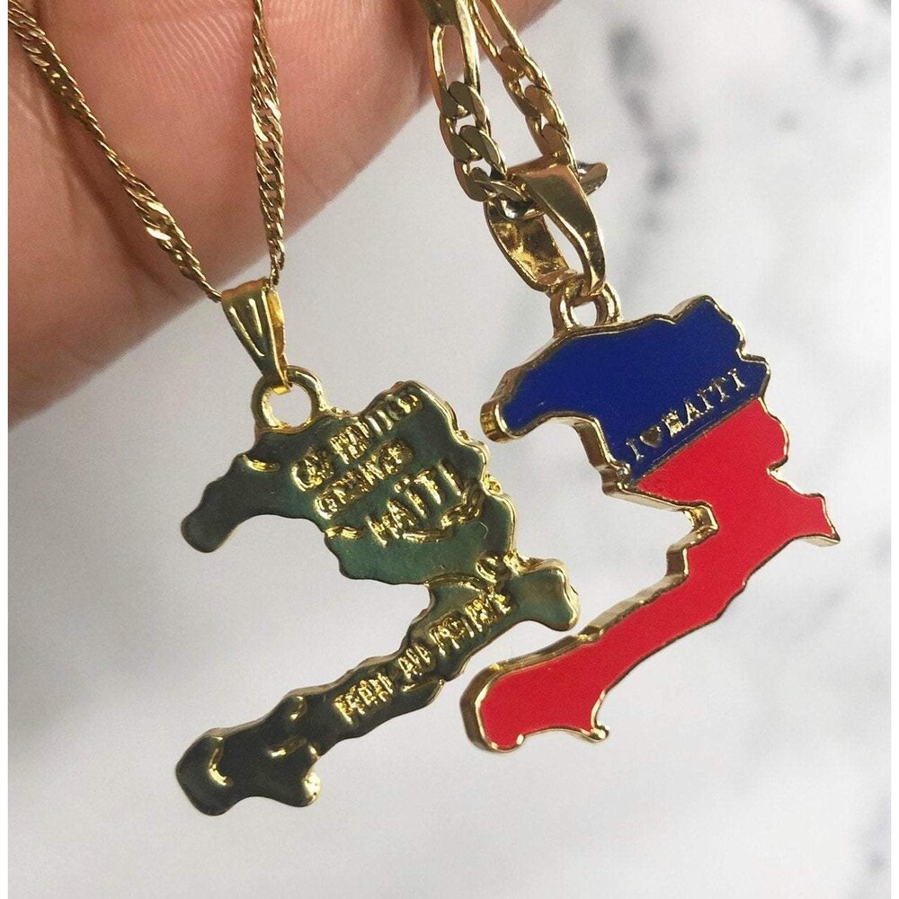 Haiti 24k gold plated necklace set, his and hers haiti necklace,